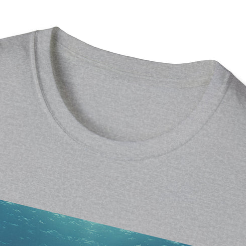 Minimalist whale design charcoal cotton crew neck t-shirt sizes S.