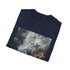Abstract smoke art charcoal t-shirt swirling with mesmerizing colors.