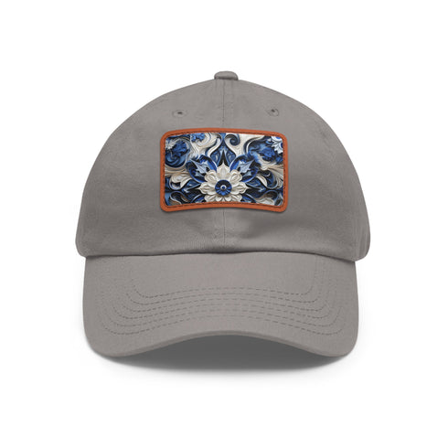 Midnight cerulean baseball hat with white patch and rectangle shape.