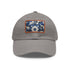 Midnight cerulean baseball hat with white patch and rectangle shape.