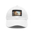 Stylish Melbourne skyline snapback cap in white/light brown cotton rectangle design.