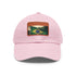 White baseball cap with Brazilian flag design patch.