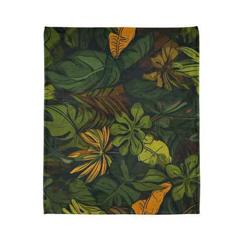 Nordic Woodland Forest Botanical Seamless Plush Fleece Throw Blanket - View 7 | Prints With Passion