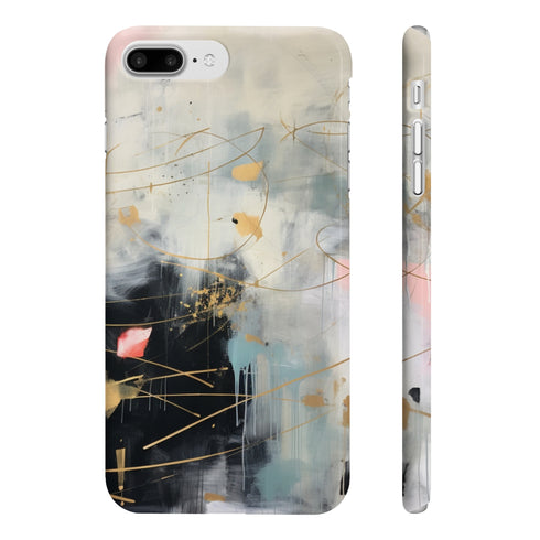 Modern mint & gold abstract acrylic iPhone 7/8 Plus glossy case.