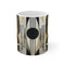 Abstract art deco ceramic coffee mug with unique patterns for kitchen décor.