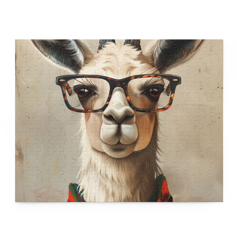 Stylish Llama in Glasses Jigsaw Puzzle - Hipster Llama for Trendy Challenge