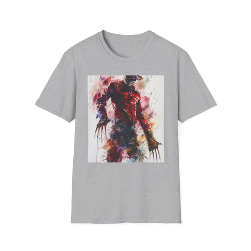 Charcoal cotton T-shirt featuring haunting Freddy Krueger design with razor-sharp claws