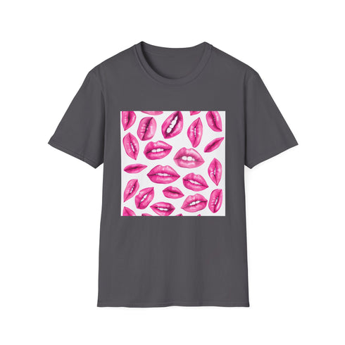 Vintage distressed white crew neck t-shirt with timeless repeating pattern.