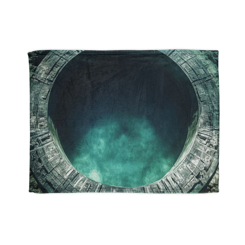 Stargate Opening Beneath Ocean Floor Plush Fleece Throw Blanket