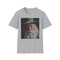 Charcoal cotton crew neck tee, Albus Dumbledore portrait, summer fashion statement.
