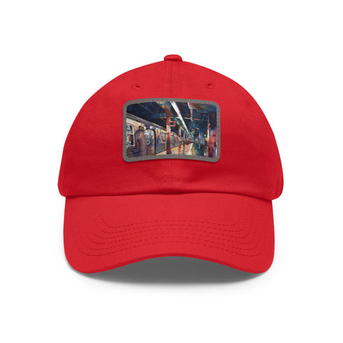 New York City Subway Sunset Watercolor Hat - White Rectangle Vegan