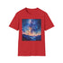 Charcoal cotton t-shirt featuring vibrant Milky Way painting with crew neck