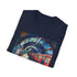 Charcoal watercolor t-shirt with vibrant London Underground design and crew neck