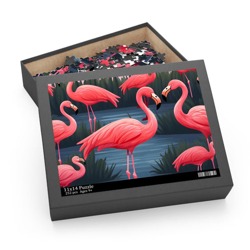 Vibrant pink flamingo puzzle for bird lovers and enthusiasts.