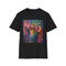 Charcoal cotton crew neck T-shirt with vibrant Coldplay painting design