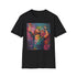 Charcoal cotton crew neck T-shirt with vibrant Coldplay painting design