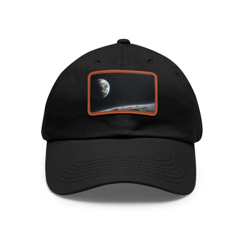 Earths Horizon Cap in White with Light Brown Patch - Unisex Vegan Hat