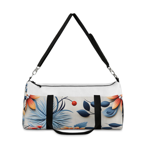 Small floral pattern duffel bag, perfect for weekend getaways.