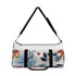 Small floral pattern duffel bag, perfect for weekend getaways.