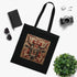 Ancient Wisdom Tote Bag: Black Cotton Tribal Animal Totem Design.