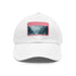 Mystic Horizon White Baseball Cap with Light Brown Patch and Unique Rectangle Design