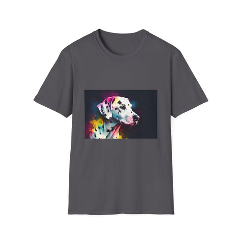 Charcoal Dalmatian watercolor tee in cotton captures playful adventure and loyalty