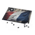 France flag themed jigsaw puzzle, perfect for Francophiles and puzzle enthusiasts.