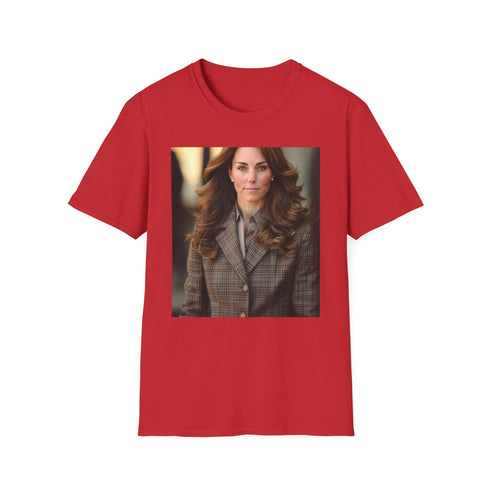 Charcoal crew neck t-shirt featuring Kate Middleton art in soft brushstrokes