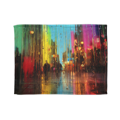 Rain Falling Upward in a Magical City Plush Fleece Throw Blanket