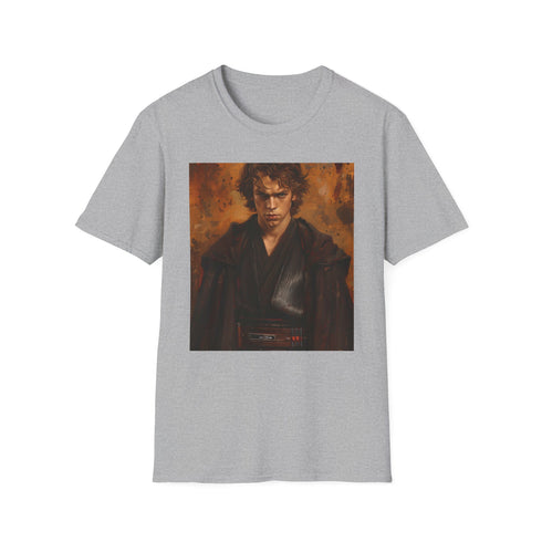 Charcoal cotton crew neck T-shirt featuring vibrant Anakin Skywalker portrait