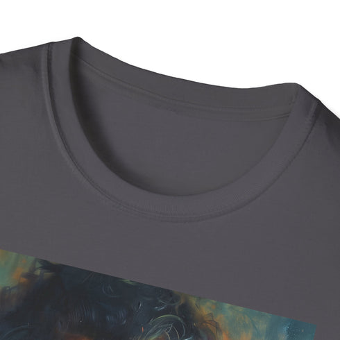 Charcoal cotton T-shirt featuring vibrant painting of Rubeus Hagrid