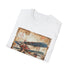 Charcoal cotton crew neck t-shirt with vintage airplane adventure graphic