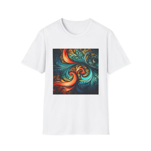 Charcoal cotton T-shirt featuring intricate fractal pattern and crew neck design