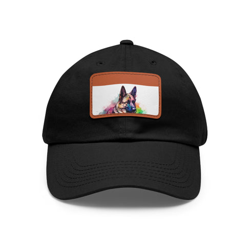 German Shepherd PupPrint Cotton Baseball Cap - Rectangle Patch White/Light Brown