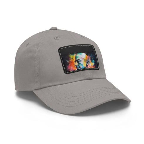 Neon watercolor hat with light brown patch: vibrant, standout accessory.