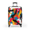 Modern abstract bright-colored suitcase set for fashion-forward travelers.