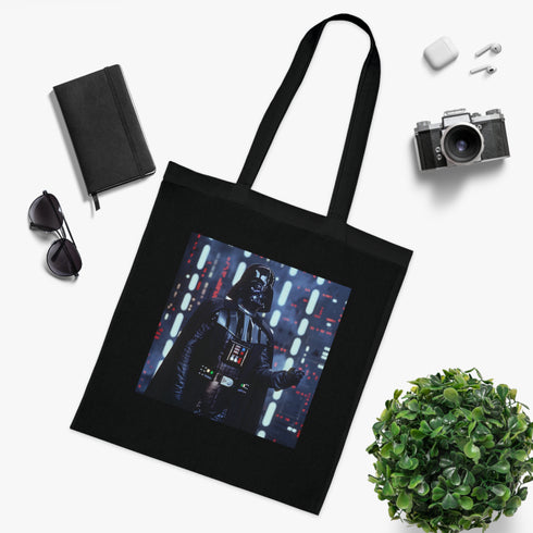 Imperial Enforcer Tote Bag with Darth Vader silhouette - Black Cotton.
