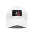 Neon watercolor Steve Jobs baseball cap with light brown patch.
