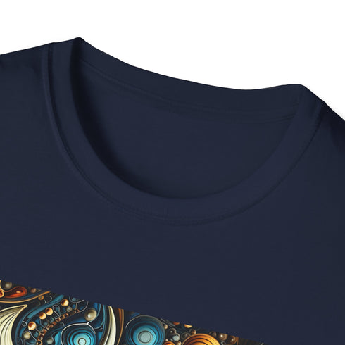 Charcoal fractal pattern t-shirt in cotton crew neck regular fit design
