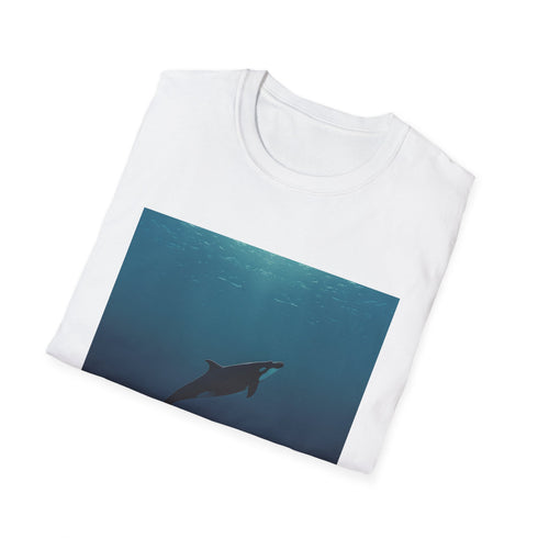 Minimalist whale design charcoal t-shirt for men and women.