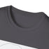 Minimalist line art face t-shirt in charcoal cotton, crew neck style.