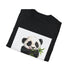 Charcoal bamboo graphic t-shirt with cuddly panda eating appealing fresh bamboo