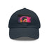 Neon watercolor baseball cap with light brown patch, rectangle shape.