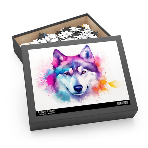 Adorable husky heart puzzle for dog lovers and puzzle enthusiasts.