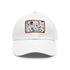 Monochrome baseball cap with repeating pattern design, white/light brown patch.