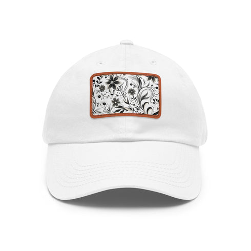 Monochrome Madness Baseball Cap, White/Light Brown, Rectangle, Unisex, Vegan