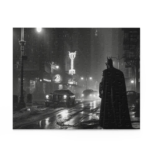 Dark Gotham City puzzle featuring Batman, 120 pieces, fans of Caped Crusader.