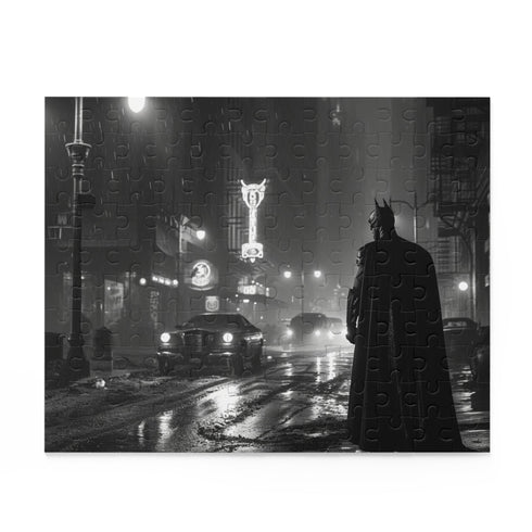 "Batman Gotham City puzzle with Caped Crusader and iconic villains."