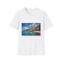 Charcoal cotton T-shirt with crew neck and vibrant Riviera-inspired design