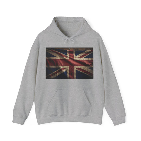 Classic navy Union Jack hoodie with bold British flag design.